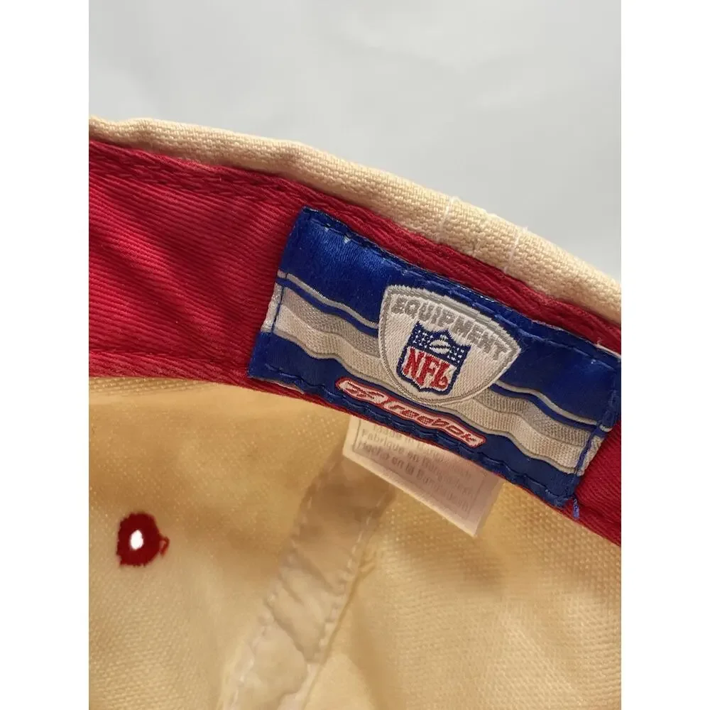 Vintage Reebok Kansas City Chiefs SharkTooth Hat Red White Strap‎ Back